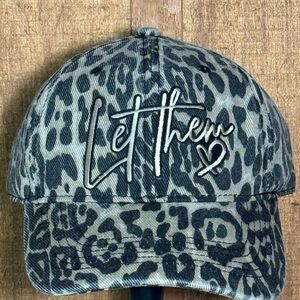 Leopard Print Cap with Embroidered Text